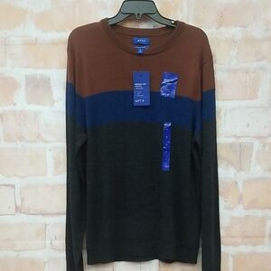 NWT Apt. 9 Men's Brown, Blue, and Black Long Sleeve Tee Size Medium